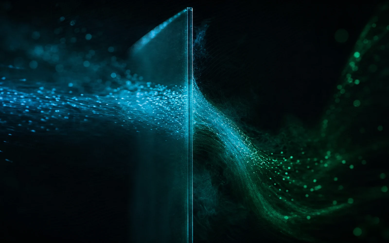 Visualización de una membrana que detiene el paso de partículas de vapor y oxígeno