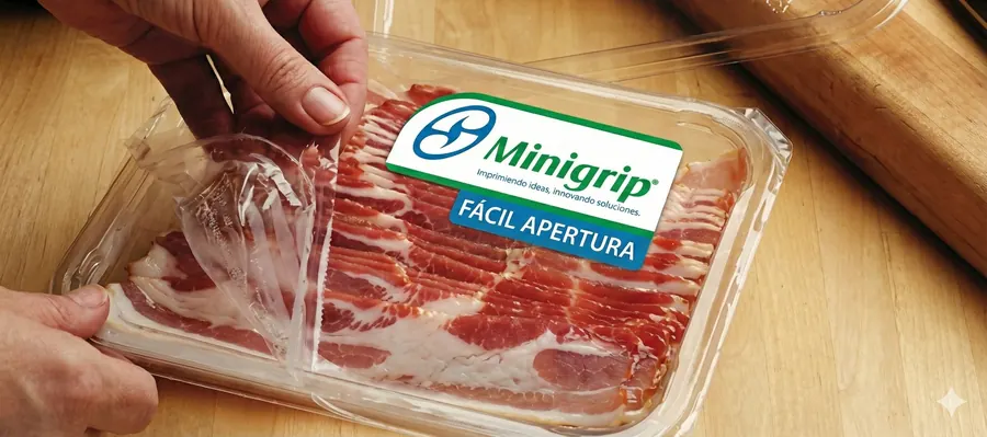 Charola termoformada de tocino con apertura fácil